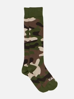 Lange Herrensocken mit grüner Tarnung