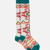 Lange Herrensocken mit rotem und gelbem Ethnomuster