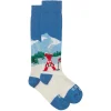 Lange Jungensocken mit Bergpostkarten-Aufdruck