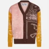 Lange Strickjacke für Mädchen mit Bandana-Print