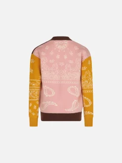 Lange Strickjacke für Mädchen mit Bandana-Print