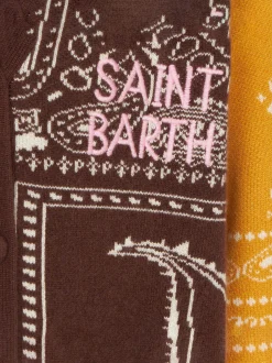 Lange Strickjacke für Mädchen mit Bandana-Print
