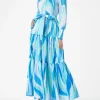 Langes Damenkleid Jensen mit Wellenprint