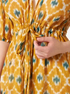 Langes Kleid Bliss aus Baumwolle und Seide mit geometrischem Print