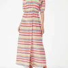 Langes Strandkleid Bliss aus Chevron-Raschelstrick mit Streifenmuster