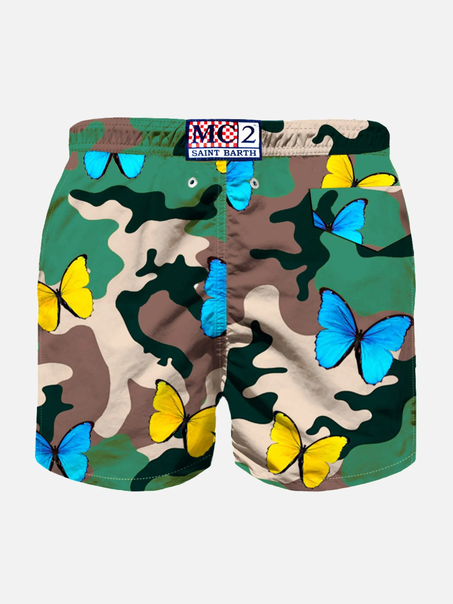 Leichte Badeshorts für Jungen mit Camo-Schmetterlingsprint
