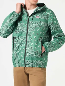 Leichte Herren-Windjacke mit Kapuze und Bandana-Aufdruck