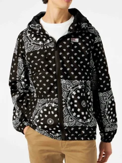 Leichte Herren-Windjacke mit Kapuze und Bandana-Aufdruck