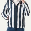 Leichte Herren-Windjacke mit Kapuze und Streifendruck