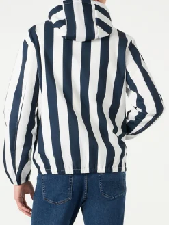 Leichte Herren-Windjacke mit Kapuze und Streifendruck