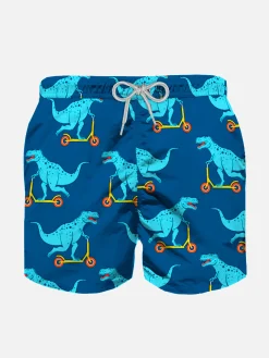 Leichte Jungen-Badeshorts mit Dino-Scooter-Print