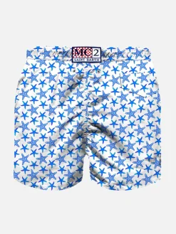 Leichte Jungen-Badeshorts mit Mikro-Seestern-Allover-Print