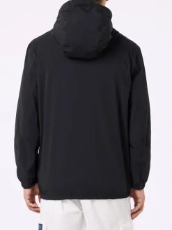 Leichte Windjacke aus schwarzem Stoff mit Kapuze für Herren Sloop