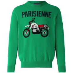 Leichter Herrenpullover mit Motorrad-Jacquard-Print