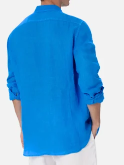 Leinenhemd Pamplona für Herren in Aquarellblau