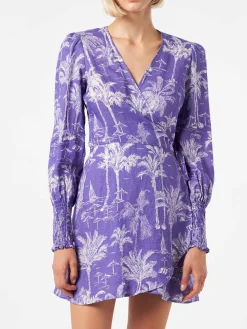 Leinen-Kurzkleid Brilly mit Toile de Jouy-Print