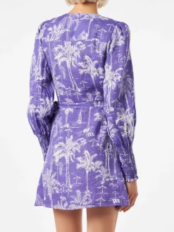 Leinen-Kurzkleid Brilly mit Toile de Jouy-Print