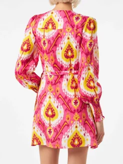 Leinen-Kurzkleid Brilly mit Ikat-Print