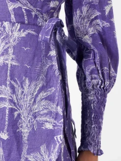 Leinen-Kurzkleid Brilly mit Toile de Jouy-Print