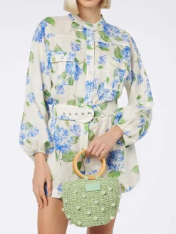Leinen-Playsuit Hanniel für Damen mit Blumenmuster
