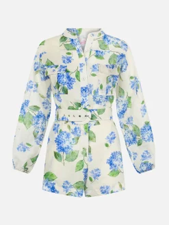 Leinen-Playsuit Hanniel für Damen mit Blumenmuster