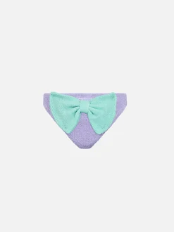 Lila Crinkle-Badehose Madame mit Schleife für Mädchen