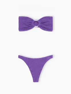 Lila Crinkle-Bandeau-Bikini für Damen Yulia Naomi