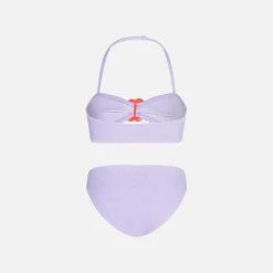 Lila Crinkle-Bikini für Mädchen mit Blumenring
