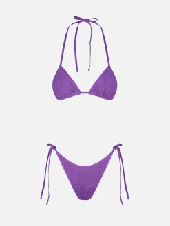 Lila Crinkle-Triangel-Bikini für Damen