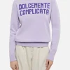 Lila Damenpullover New Queen mit Dolcemente Complicata-Print
