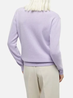 Lila Damenpullover New Queen mit Dolcemente Complicata-Print