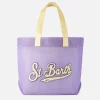 Lila Einkaufstasche aus Mesh mit Frottee-Patch | MELISSA SATTA SONDEREDITION