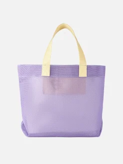 Lila Einkaufstasche aus Mesh mit Frottee-Patch | MELISSA SATTA SONDEREDITION