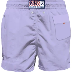 Lila Herren-Badeshorts mit Tasche