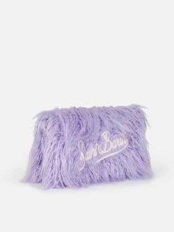 Lila pelzige Mildred-Pochette mit Saint-Barth-Stickerei