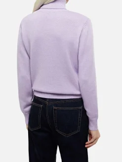 Lila Rollkragenpullover für Damen Moody