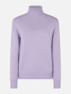 Lila Rollkragenpullover für Damen Moody
