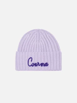 Lila Wengen-Mütze für Mädchen mit Courma-Stickerei