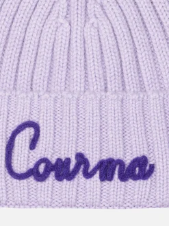 Lila Wengen-Mütze für Mädchen mit Courma-Stickerei