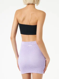 Lilafarbener Crinkle-Minirock für Damen