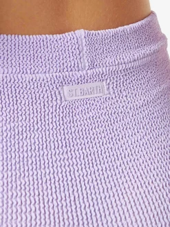Lilafarbener Crinkle-Minirock für Damen