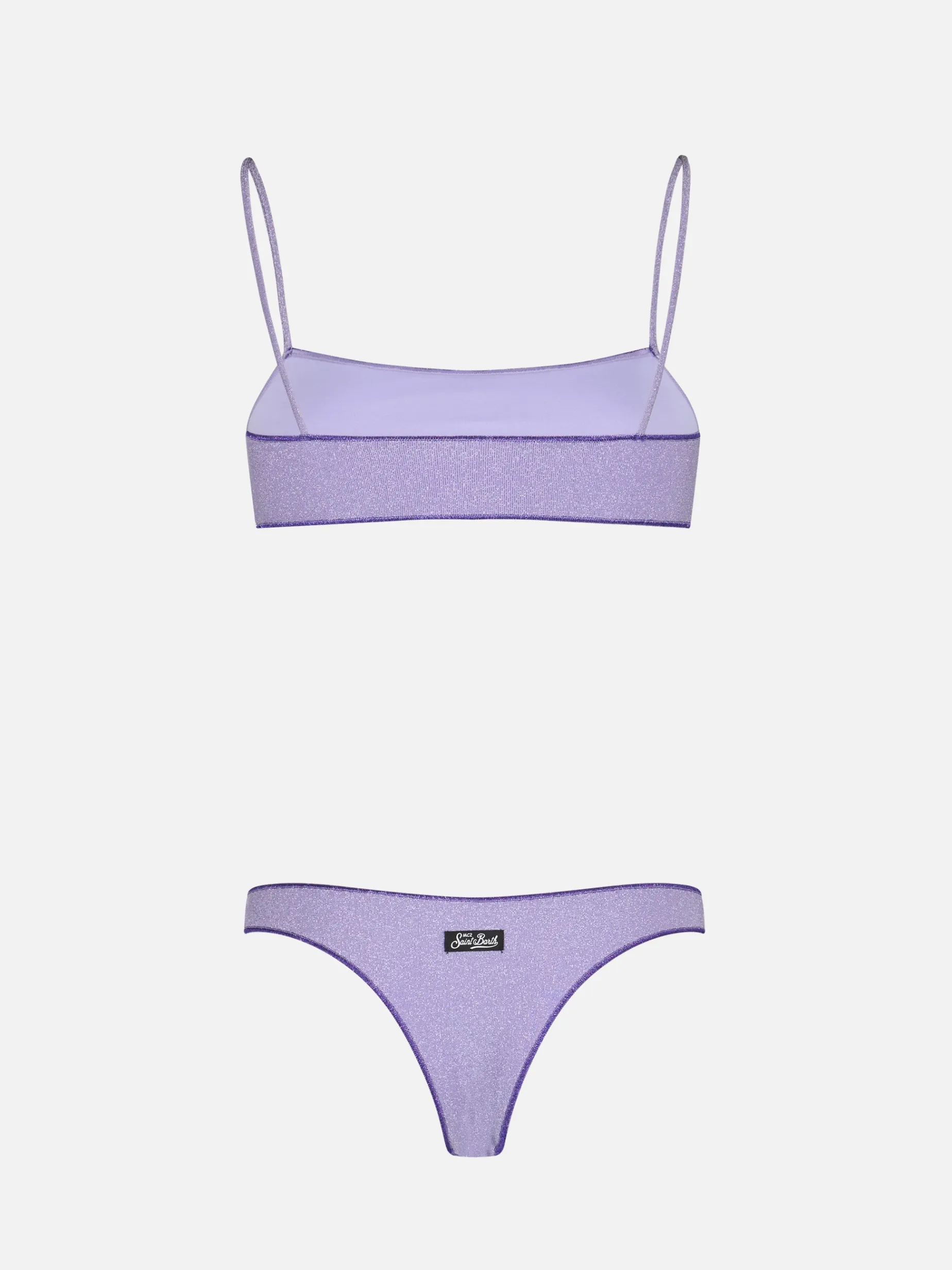 Lilafarbener Damen-Bralette-Bikini aus Lurex Sadie Naomi