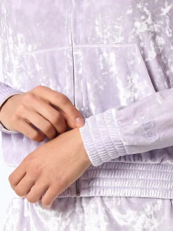 Lilafarbener Kapuzenpullover aus Chenille mit Reißverschluss für Damen Jasmine