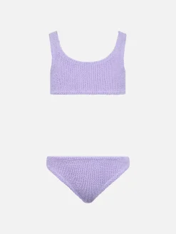 Lilafarbener klassischer Crinkle-Bikini für Mädchen von Baker