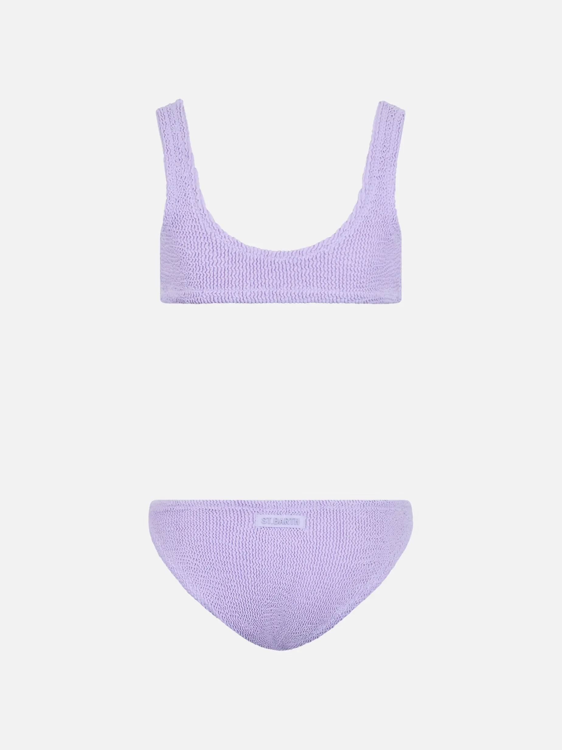 Lilafarbener klassischer Crinkle-Bikini für Mädchen von Baker