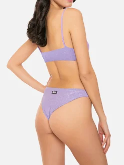 Lilafarbener Lurex-Bralette-Bikini