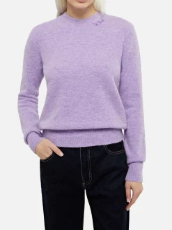 Lilafarbener Pullover Sorbonne aus Stretchgarn für Damen