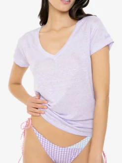 Lilafarbenes Leinen-T-Shirt für Damen Eloise