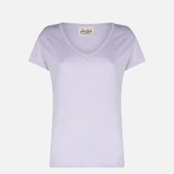 Lilafarbenes Leinen-T-Shirt für Damen Eloise