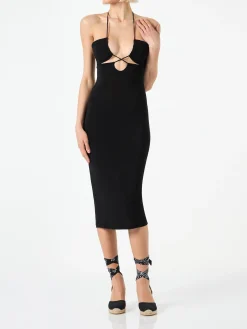 Longuette schwarzes Cutout-Kleid Farah